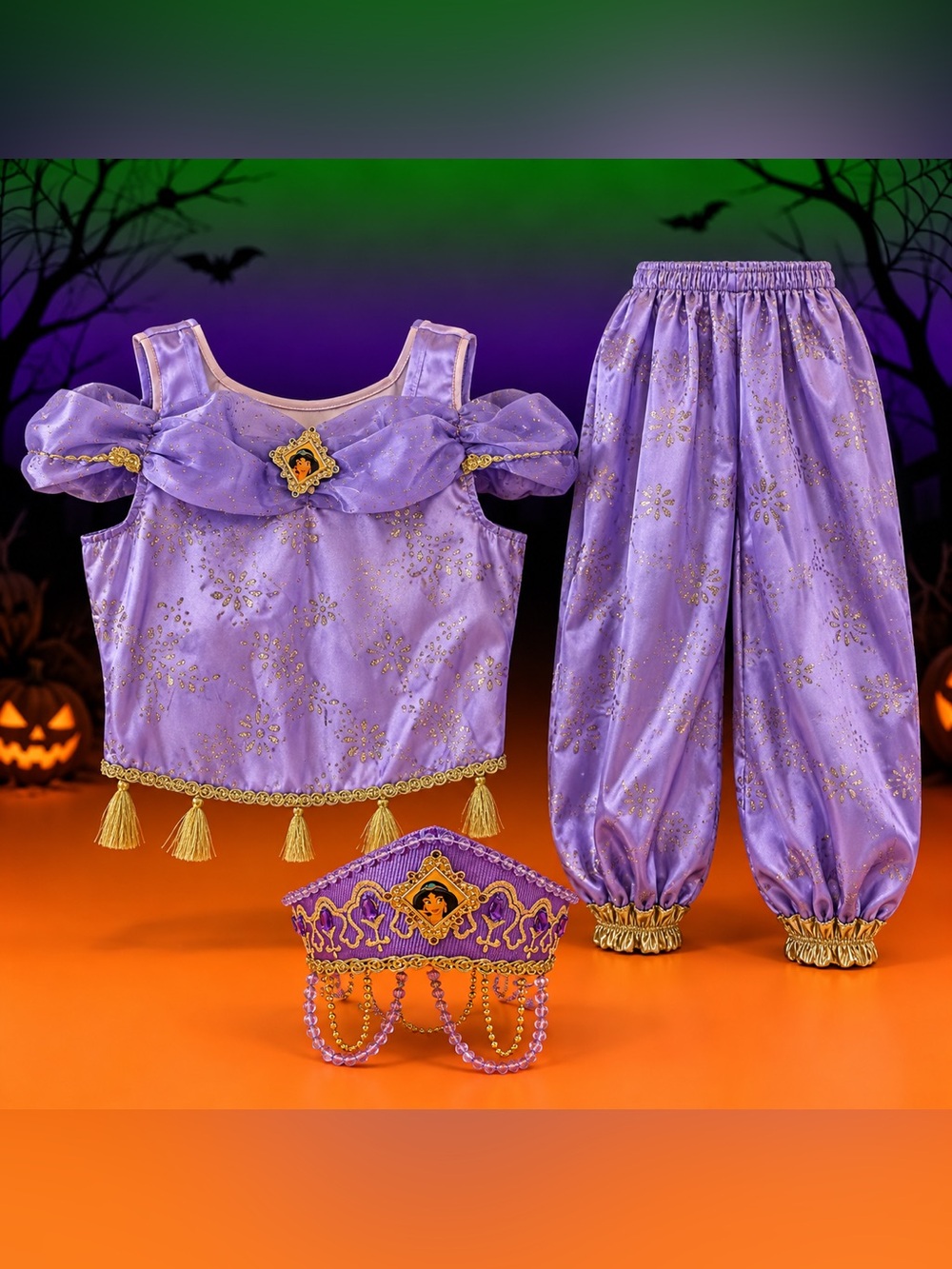 Vtg Disney Purple and Gold Princess Jasmine Genie Costume Set